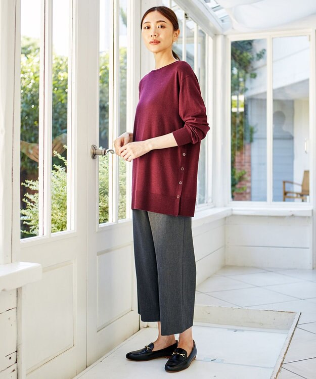 J.PRESS LADIES 【洗える】T/Rアルガンシルク ワイド パンツ グレー系