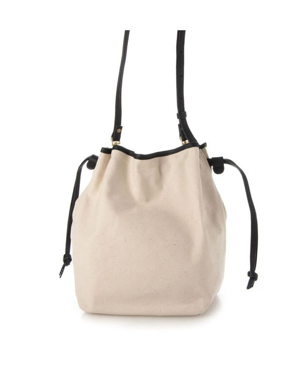 UNBILLION perche パラフィン防水キャンバスドロストショルダーバッグ アイボリーブラック