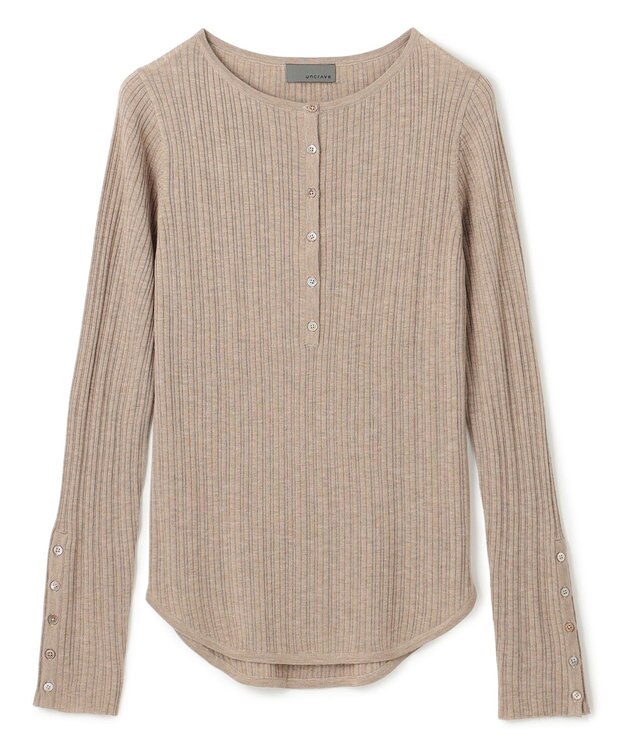 uncrave ハイゲージニット ヘンリーネックトップス モカ