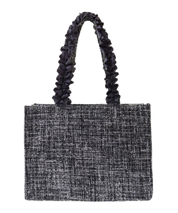 Maison de FLEUR EC限定ツイードフリルスクエアトートMバッグ Black