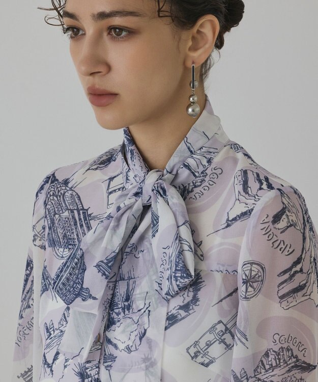 GRACE CONTINENTAL スカ－フタイブラウス ラベンダー