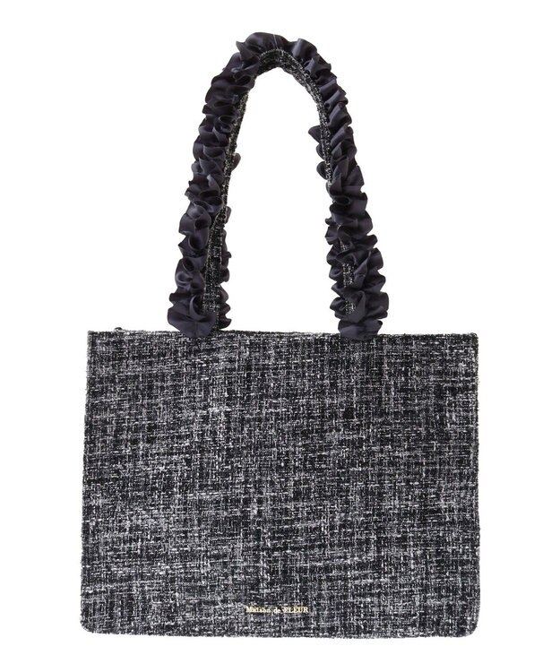 Maison de FLEUR EC限定ツイードフリルスクエアトートMバッグ Black
