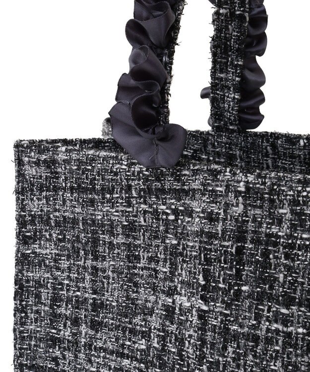 Maison de FLEUR EC限定ツイードフリルスクエアトートMバッグ Black
