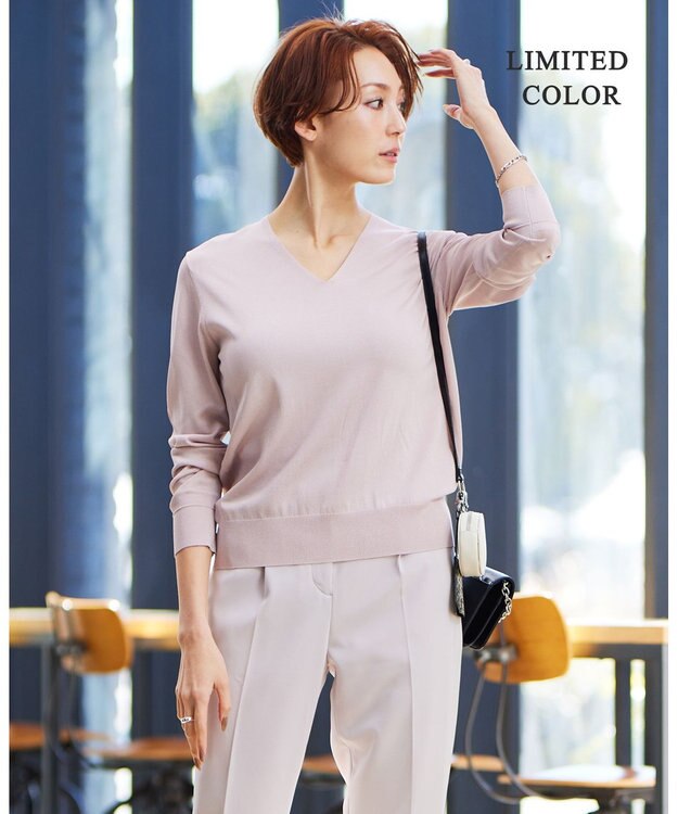 ICB 【WEB限定カラーあり】 シンセティックハイゲージ Vネックプルオーバー ピンク系［WEB限定］