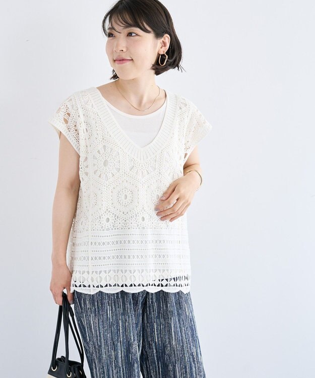 Green Parks ＳＥＴ２点クロシェプルオーバー＋タンクトップ Orange