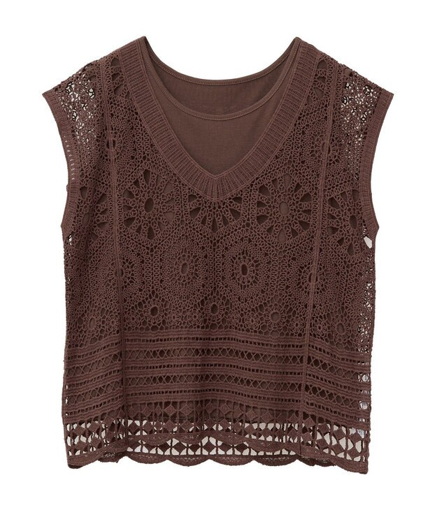 Green Parks ＳＥＴ２点クロシェプルオーバー＋タンクトップ Orange