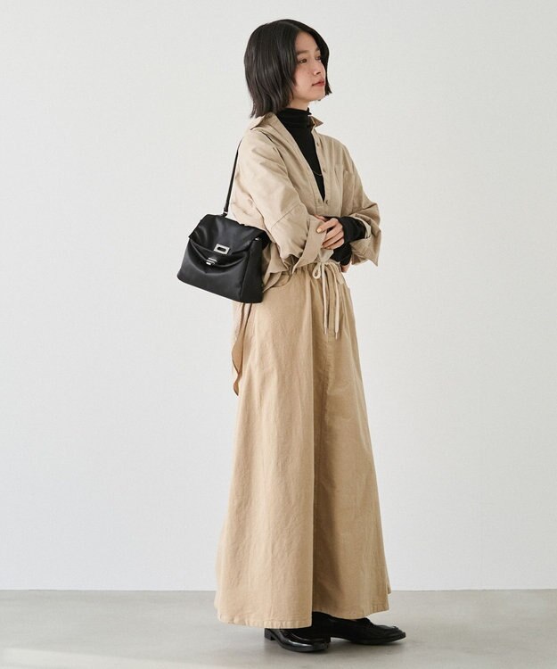 russet クラウズナイロンフラップミニトートバッグ(CE-1689) Black