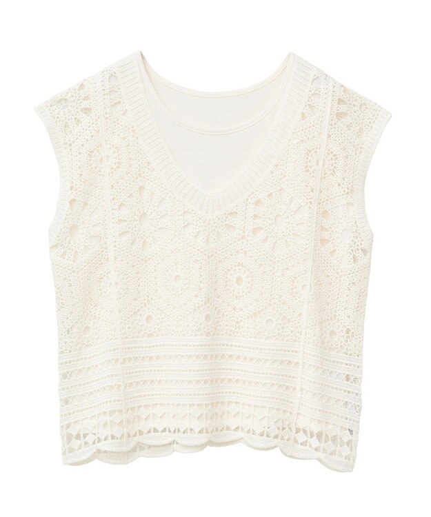 Green Parks ＳＥＴ２点クロシェプルオーバー＋タンクトップ Orange