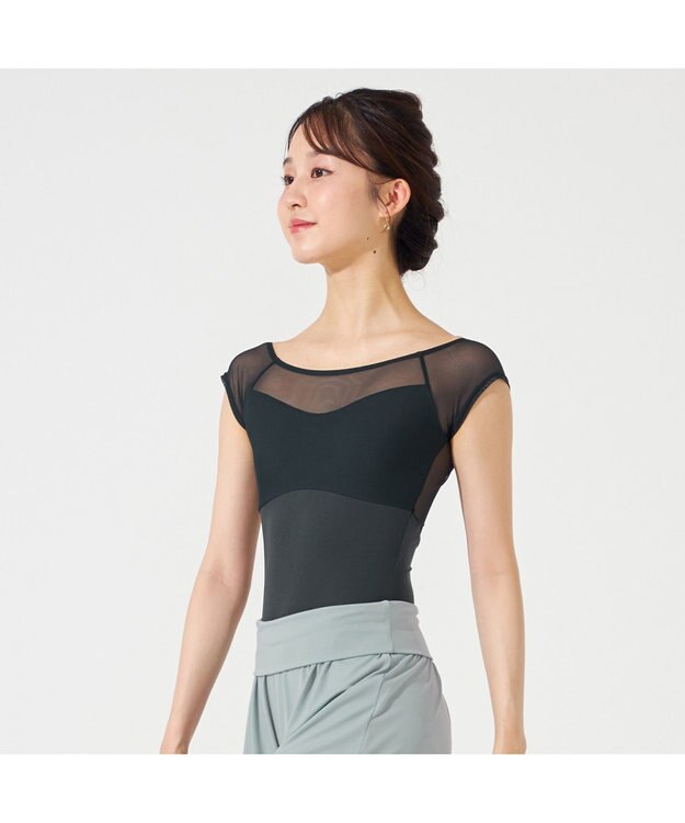 Chacott フレンチスリーブレオタード ボトルグリーン