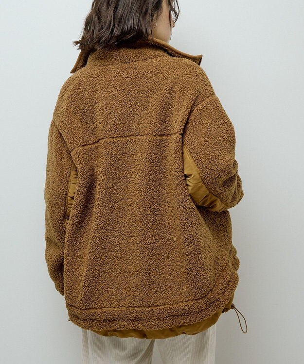 Green Parks 異素材コンビスタンドボアブルゾン Camel