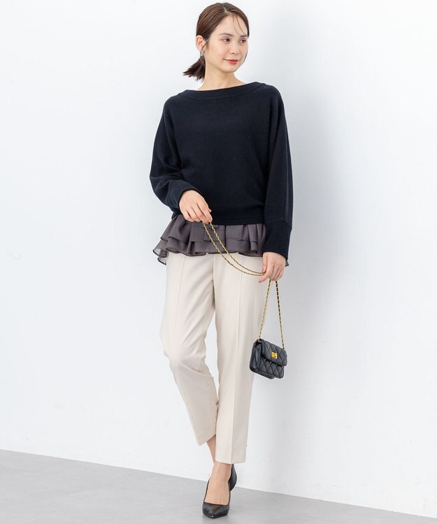 組曲 S オーガンジーコンビ ロングTシャツ グレー系