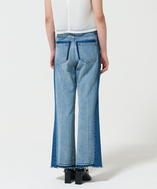 GRACE CONTINENTAL サイド切替フレアデニムパンツ サックス