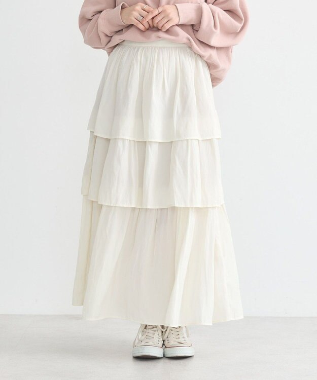 earth music&ecology ティアードスカート Ivory