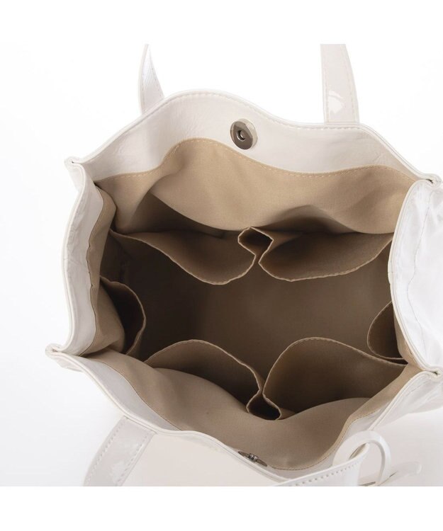 UNBILLION カシュカシュ cachecache / ソフトエナメルスクエア手提げトートS ホワイト