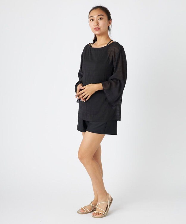 OP／FILA 【Ocean Pacific】シアートップス付き4点セット水着 ブラック