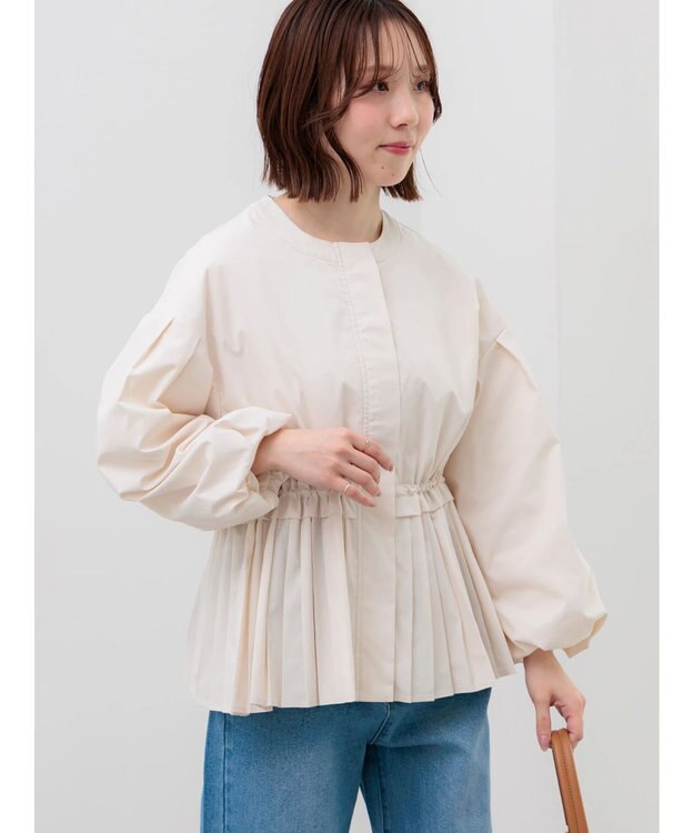 Te chichi 袖バルーンペプラムプリーツブルゾン ベージュ