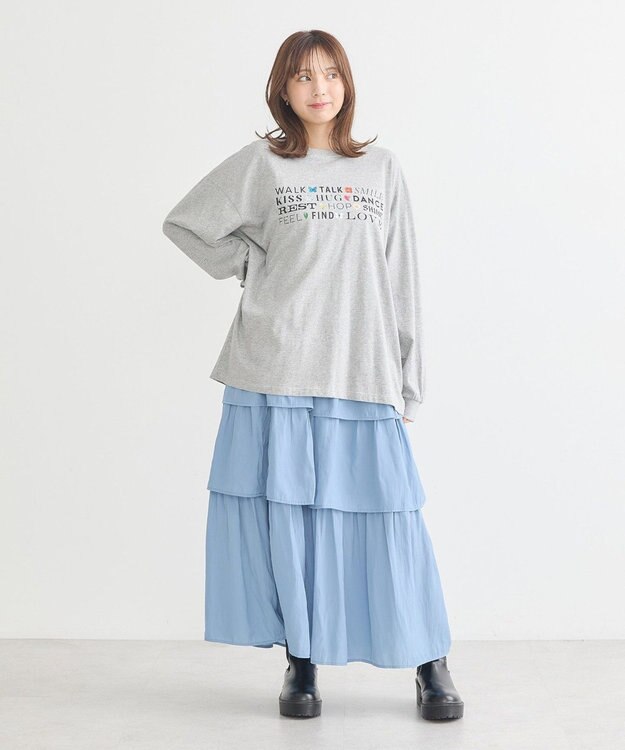 earth music&ecology ティアードスカート Blue