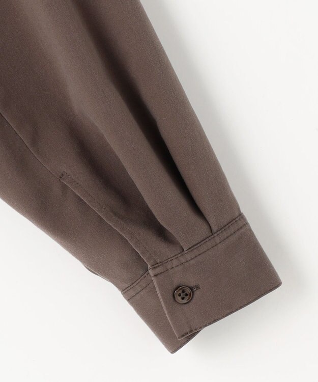 自由区 ブラッシュドコットンサテン シャツ ダークブラウン