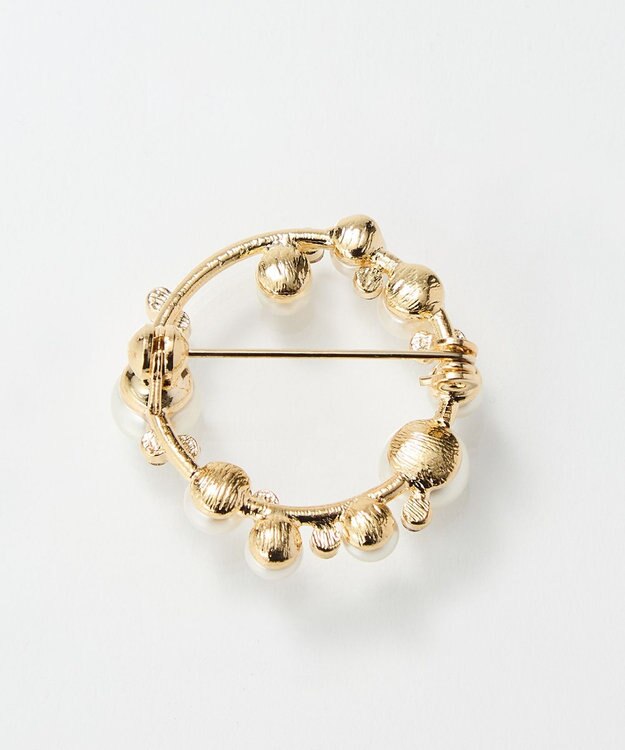 Phoebe フォーマルパールビジューサークルブローチ　ゴールド ゴールド