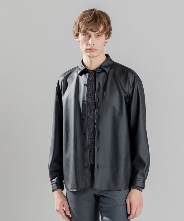 JOSEPH HOMME 【感動的な滑らかさと弾力】シンセティックレザー　シャツ ブラック系