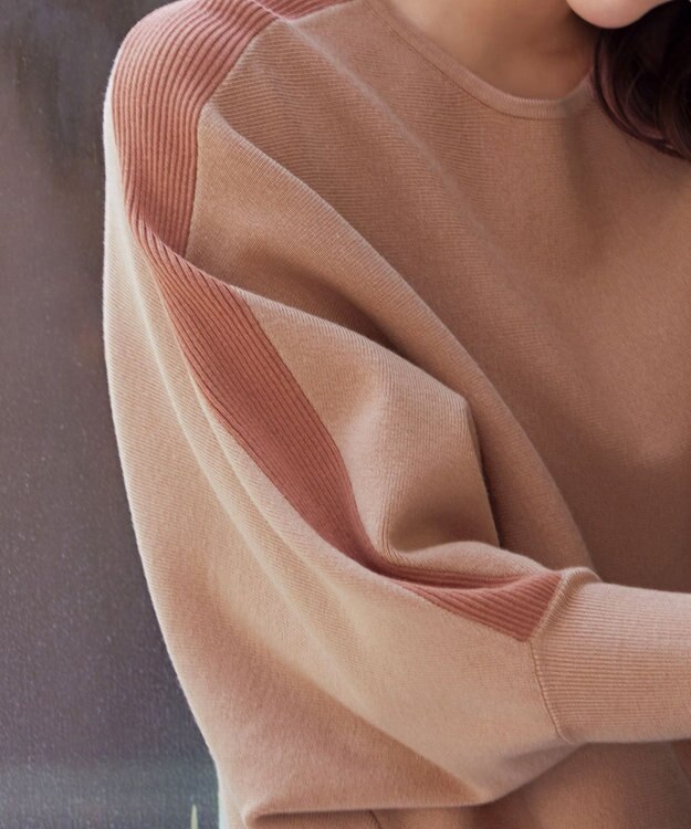 Tiaclasse 【洗える】配色ドルマンニットチュニック ライトピンク×ピンク