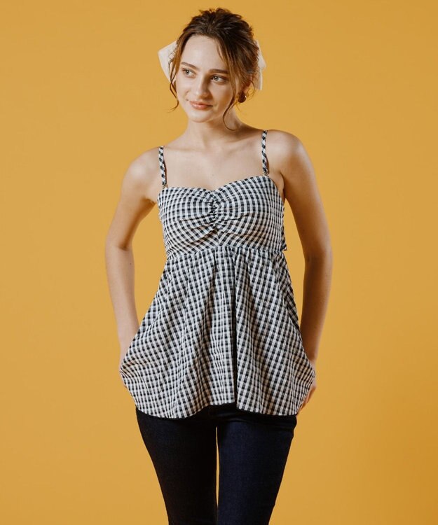 San-ai Resort（三愛水着楽園） 【WEB限定】ペプラムチェック3点セット【Beach Queen（ビーチクイーン）】 ブラック