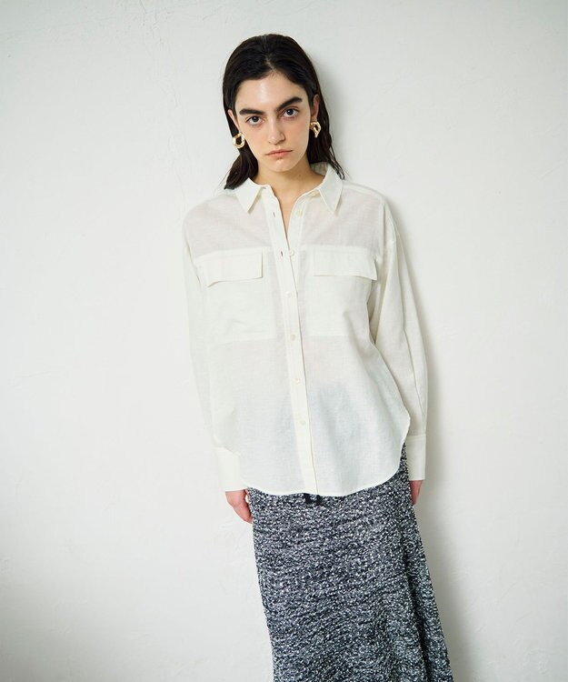 GRACE CONTINENTAL トリアセリネンオーバーシャツ ホワイト