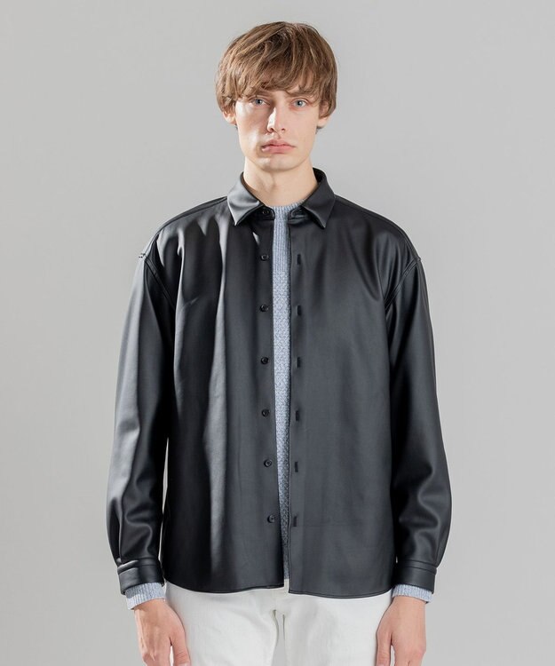 JOSEPH HOMME 【感動的な滑らかさと弾力】シンセティックレザー　シャツ ブラック系