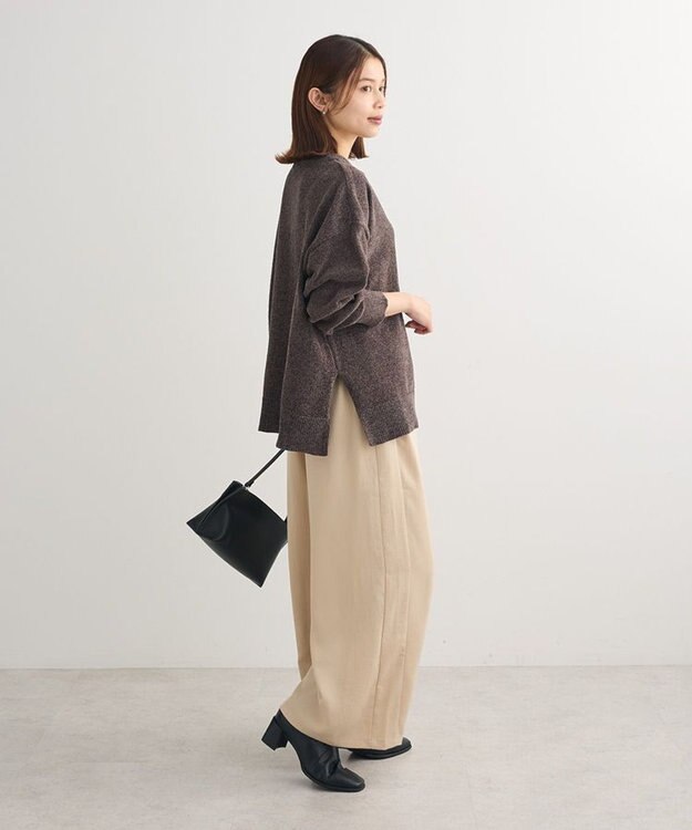 Green Parks ベロアモールリラックスサイズニットプルオーバー Charcoal Gray