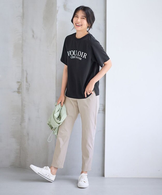 ANY 【WEB限定/UVカット/吸水速乾/接触冷感】ジョーゼットロゴ半袖Tシャツ ブラック