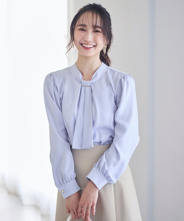 ANY SIS S 【洗える】4WAYボウタイ ブラウス ライトブルー