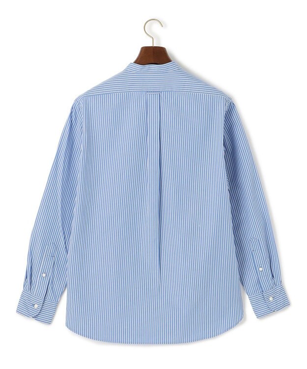 J.PRESS MEN パッチフラップ マルチストライプ バンドカラーシャツ サックスブルー系1