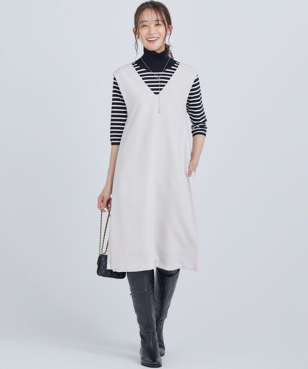 組曲 L ライトダブルクロス ジャンパーワンピース サンドベージュ系