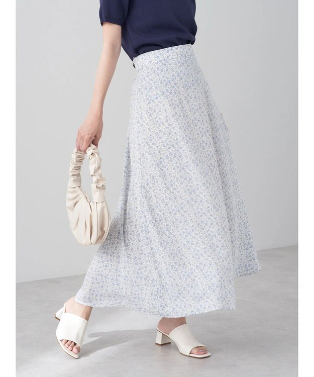 earth music&ecology フラワープリントフレアスカート Off White