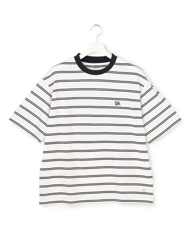J.PRESS YORK STREET 【UNISEX】ブルドッグワンポイント ボーダー Tシャツ ホワイト系1