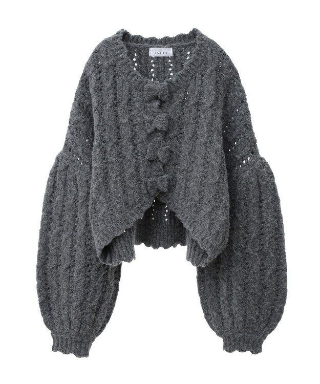 Green Parks ■ＥＳＣＡＲ　リボンボタンクロップドカーディガ Charcoal Gray