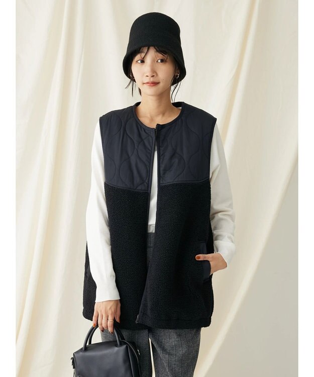 CRAFT STANDARD BOUTIQUE キルティングボア切替ベスト Dark Navy