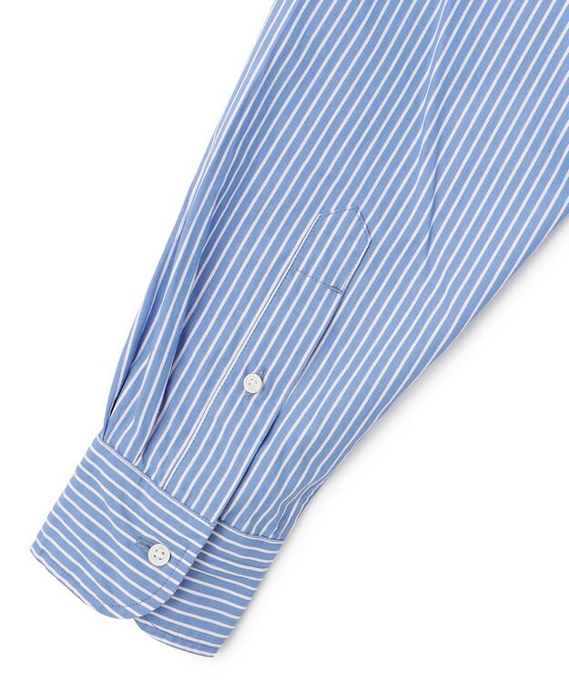 J.PRESS MEN パッチフラップ マルチストライプ バンドカラーシャツ サックスブルー系1