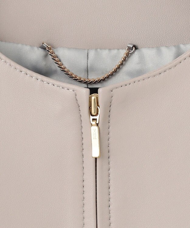 23区 ラムレザー ノーカラー ブルゾン アイボリー系