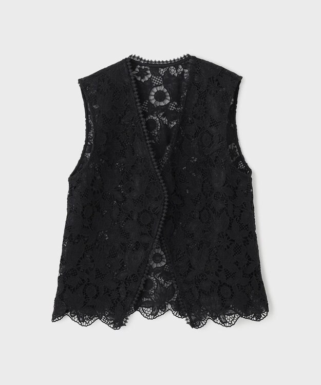 GRACE CONTINENTAL レース刺繍ベスト ブラック