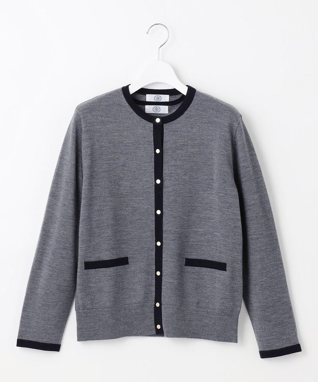 J.PRESS LADIES 【洗える】トリムツイン ニット グレー系