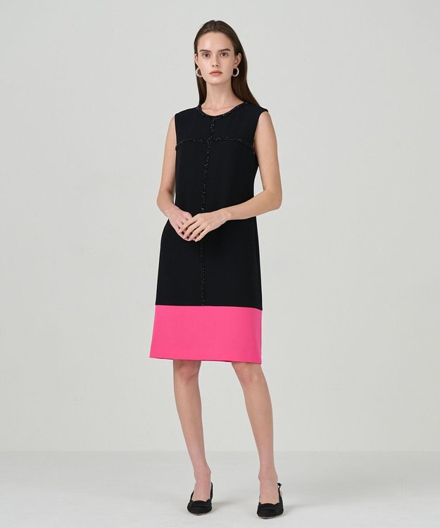 GRACE CONTINENTAL ビジューバイカラードレス ブラック