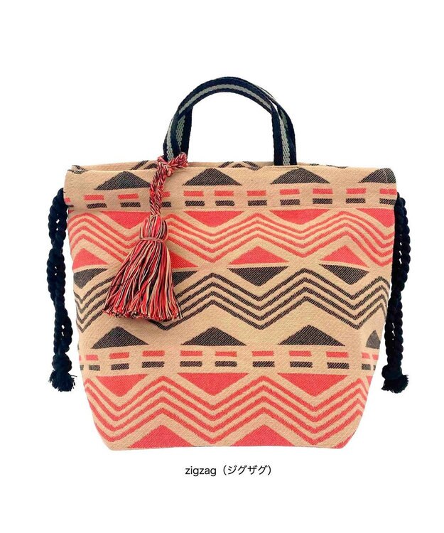 ROOTOTE 1241【巾着タイプ】LT.デリ.エスニックパターン-A 02：ジグザグ