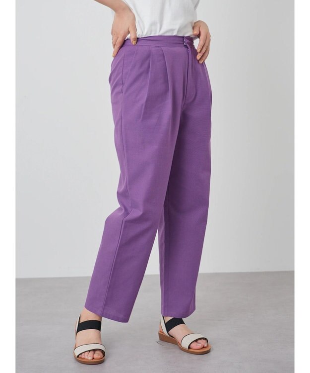 Green Parks 綿麻混タックテーパードパンツ Dark Navy