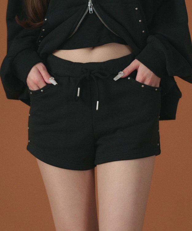 WEGO スタッズマイクロショートパンツ ブラック