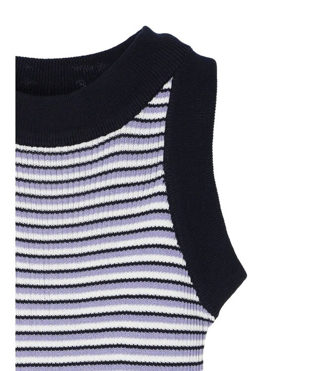 Green Parks デザインヘム配色ニットタンクトップ Blue