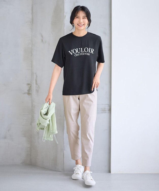 ANY 【WEB限定/UVカット/吸水速乾/接触冷感】ジョーゼットロゴ半袖Tシャツ ブラック