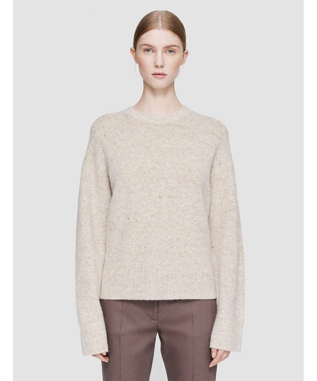JOSEPH 【洗える】アルパカツイード　ラウンドネックニット Champagne Melange