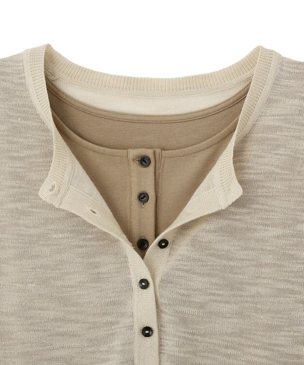 YECCA VECCA 【2点SET】ヘンリーネックスラブシアーニット Light Beige