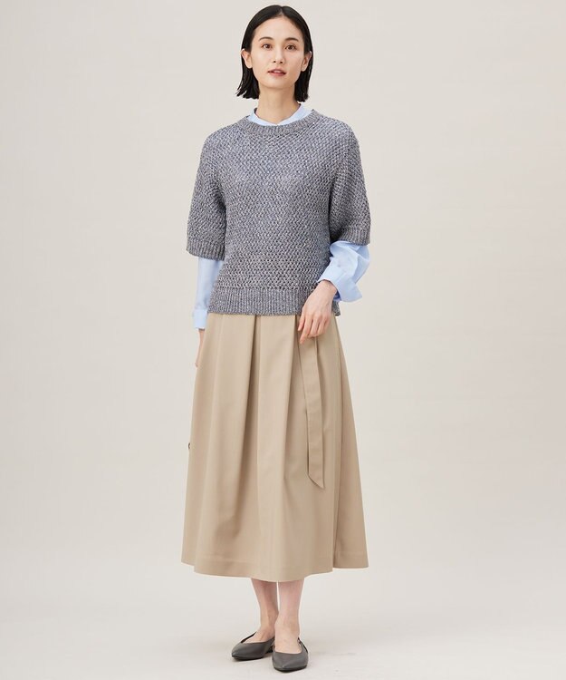 自由区 【洗える】SOMELOSバンドカラー ブラウス サックス